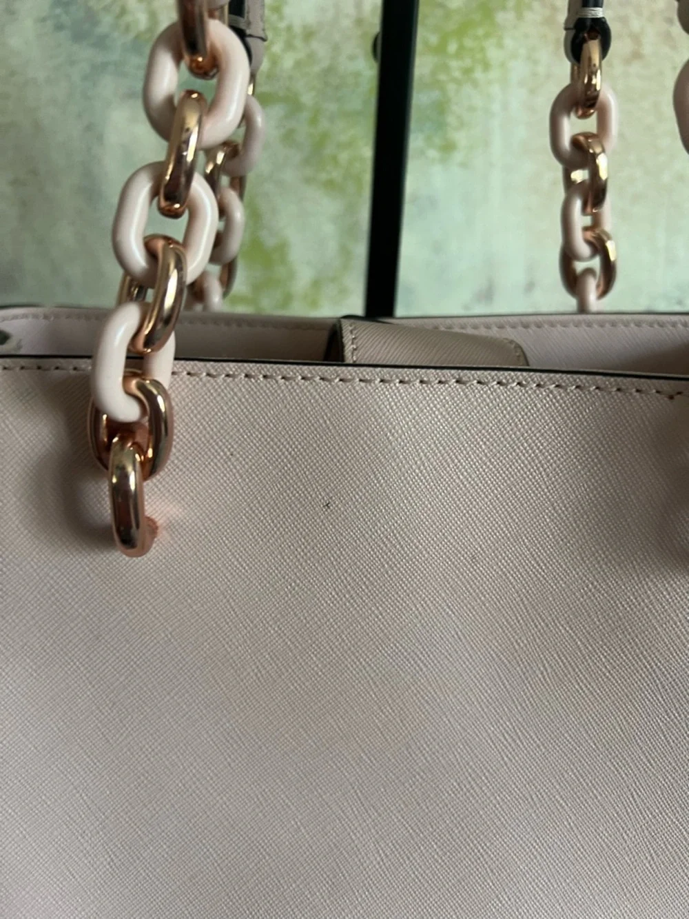 Michael Kors Blush Pink Saffiano Shoulder Tote with Rose Gold Chain Detail - Picture 6 of 13